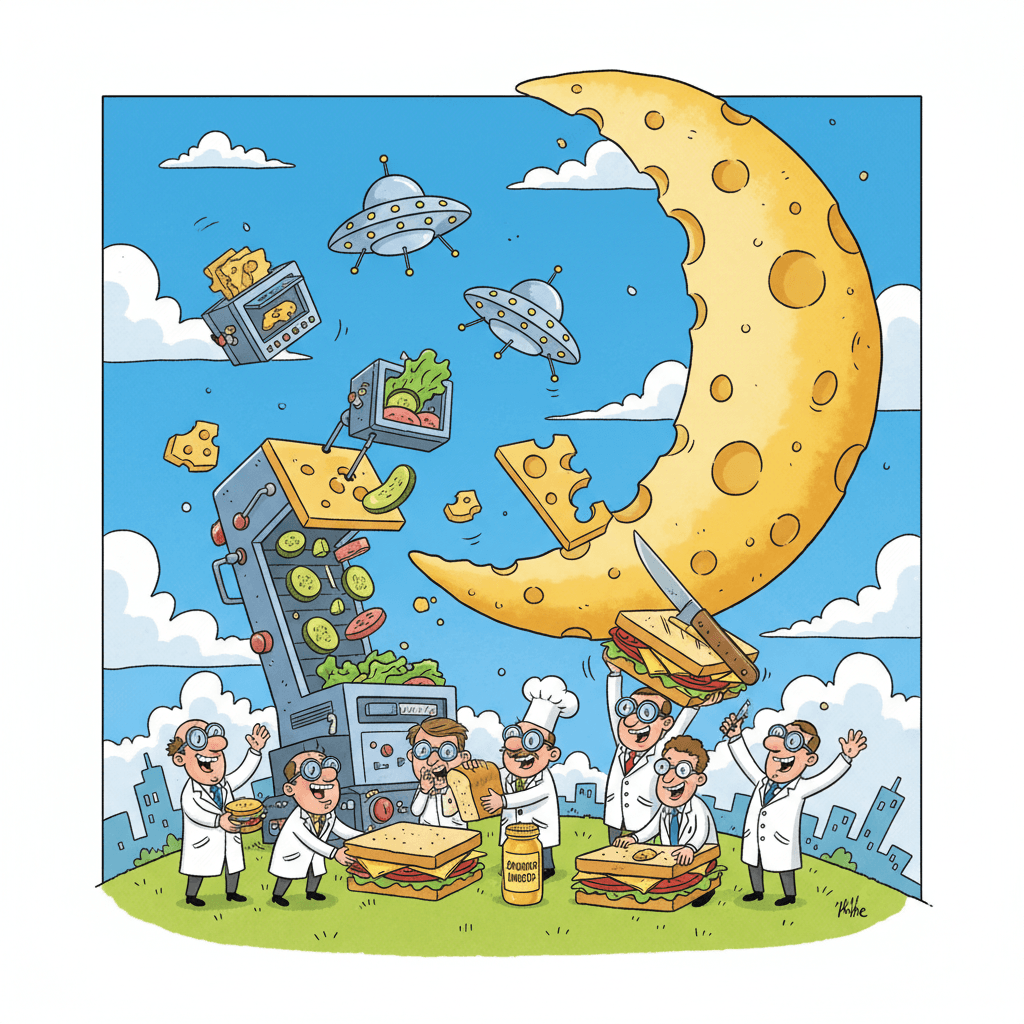 Шок! Ученые заявляют: Луна — гигантский сыр, и уже готовят бутерброды