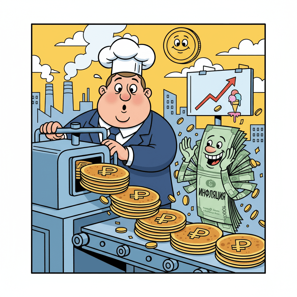 Шок: Центральный банк начал печатать деньги в форме блинов — инфляция аплодирует