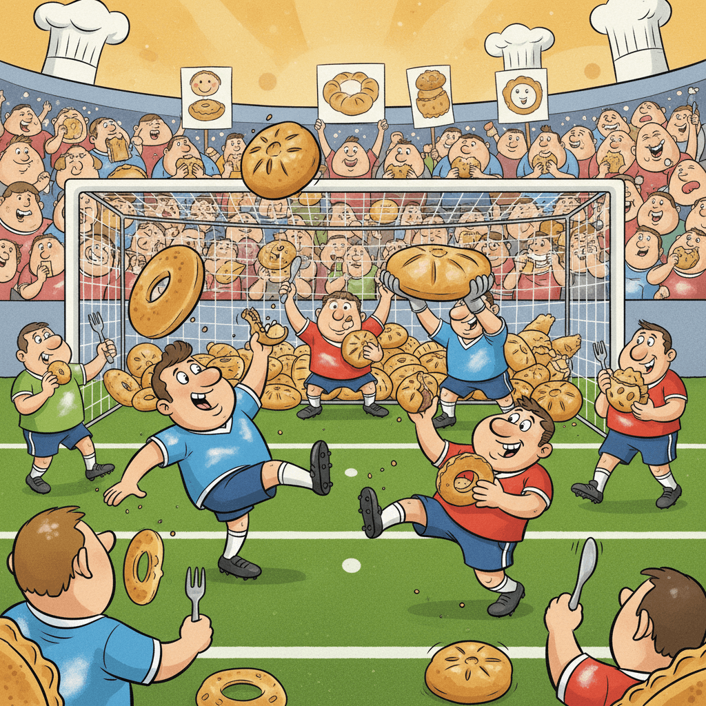 Шок: футбольная команда заменила мячи на пирожки — теперь забивают булочками!