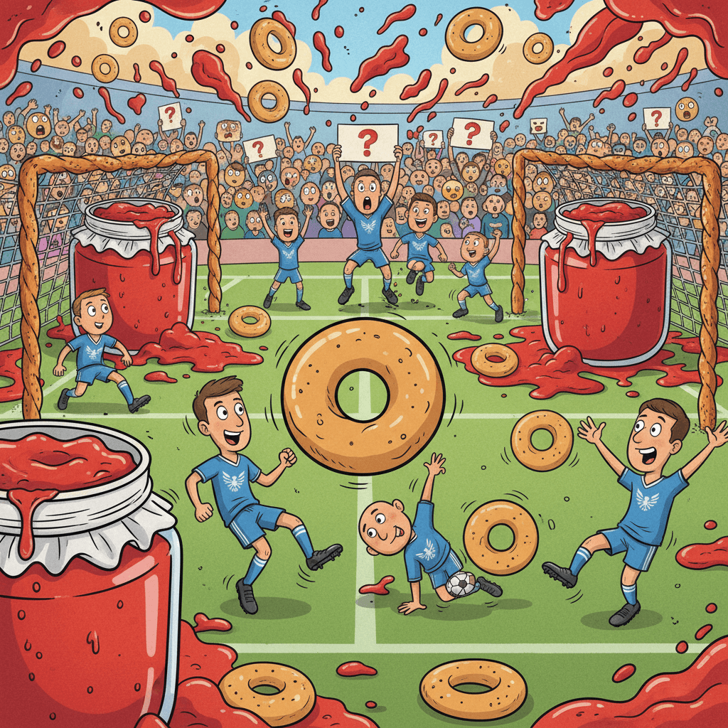 Шок: национальная сборная заменила футбольный мяч на бублик — голы льются, как варенье!