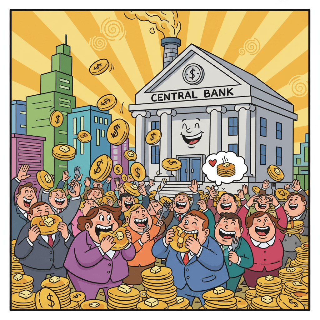 Центробанк начал печатать деньги в форме блинов — экономика восхищена и голодна!