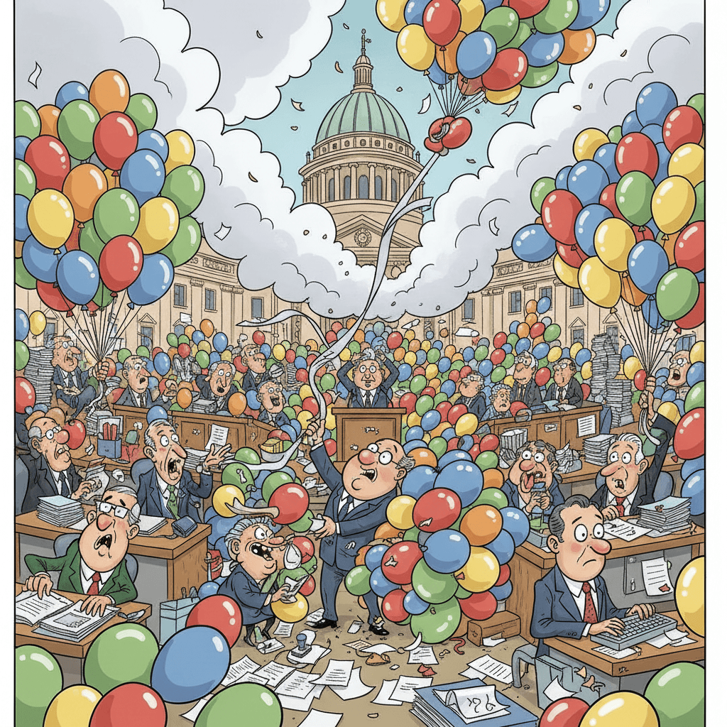 Шок! Парламент решил заменить бумажную бюрократию гигантскими воздушными шариками — готовьте ленточки!