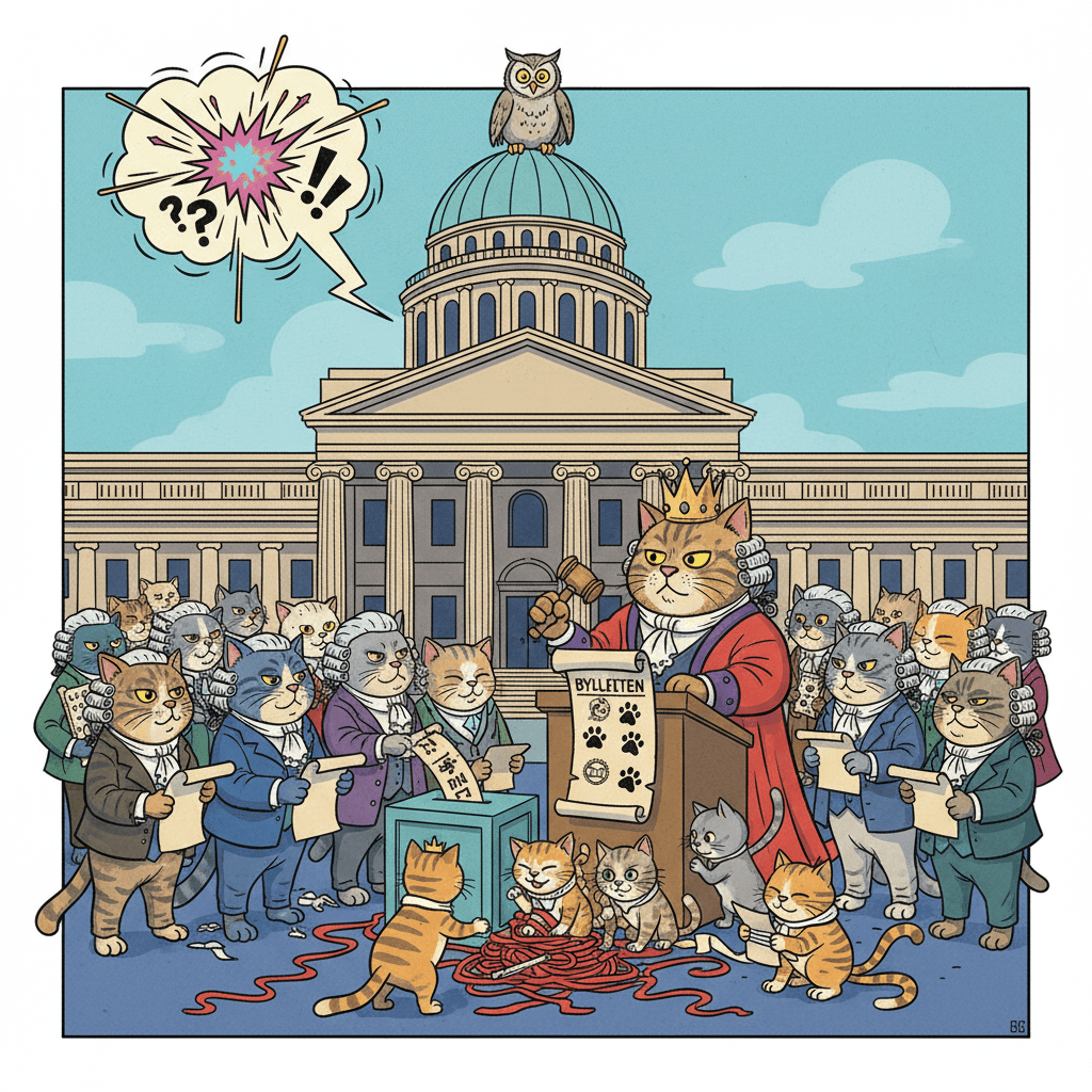 Шок! Парламент решил доверить законы философским котам — лапы вместо бюллетеней