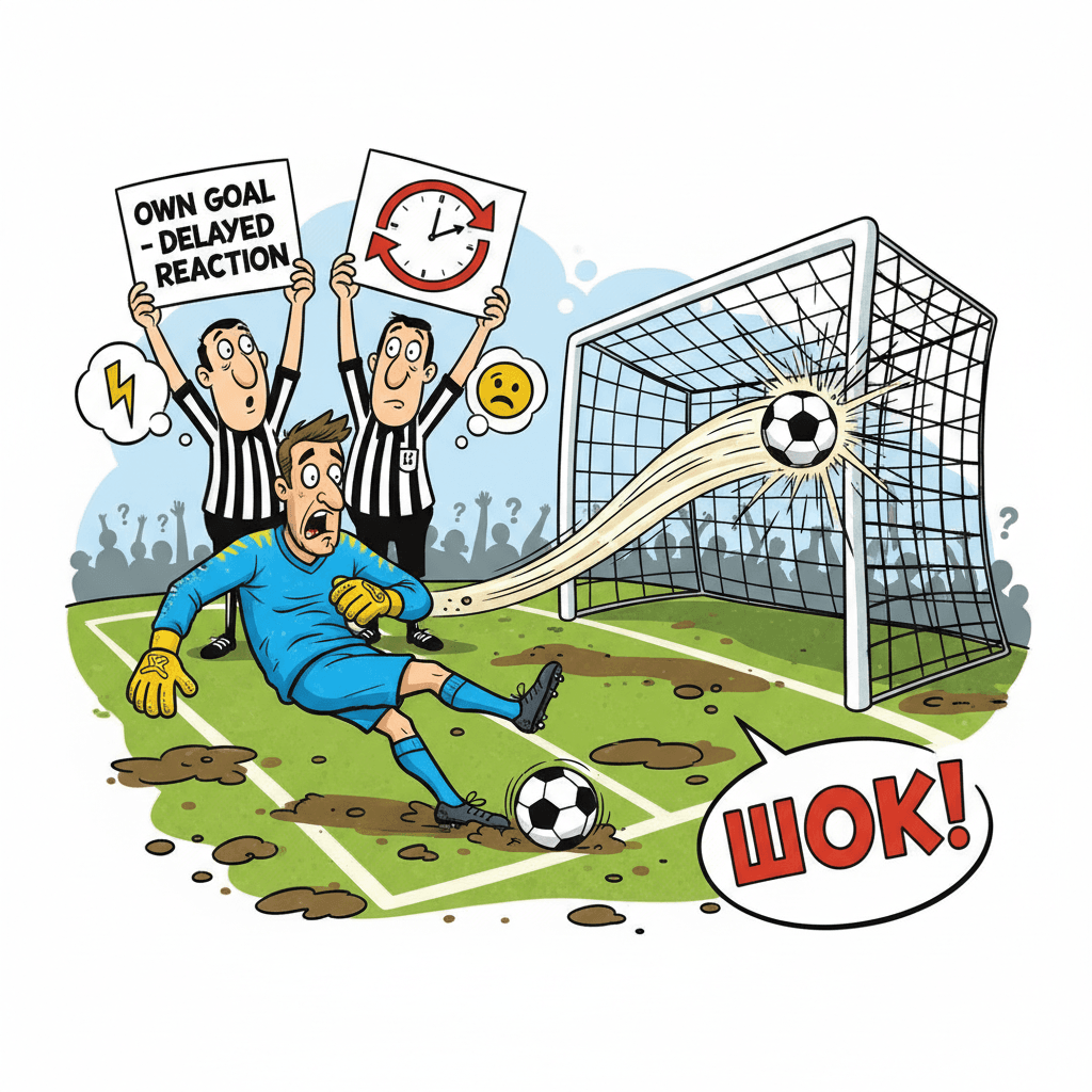 Шок! Вратарь забил гол с центра поля ногой, но судьи засчитали как автогол замедленного действия!